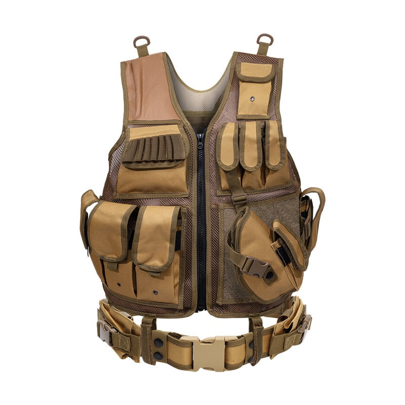 Gilet Tactique Survie Complet Marron | France Survivalisme
