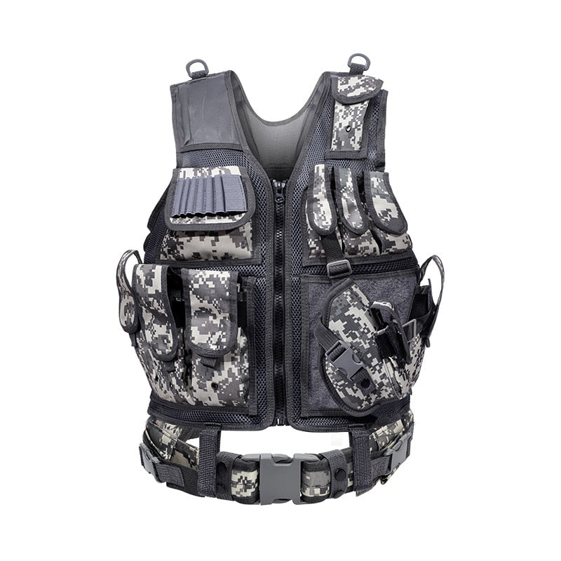 Gilet Tactique Survie Complet Camo Gris | France Survivalisme