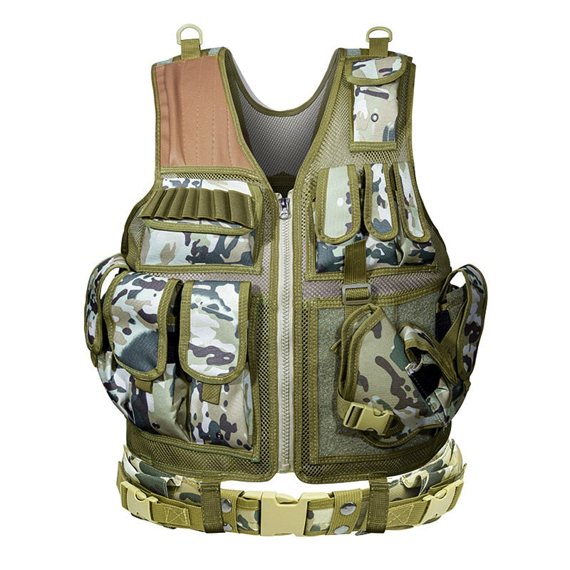 Gilet Tactique Survie Complet Vert Camo | France Survivalisme