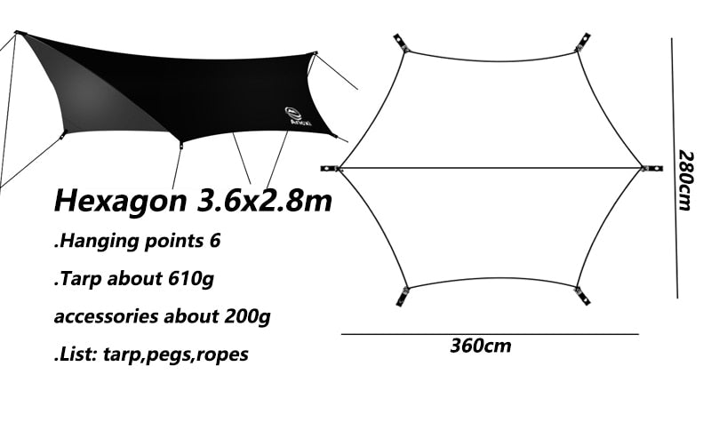 Grand Tarp de Survie Hexagone 3.6*2.8m | France Survivalisme