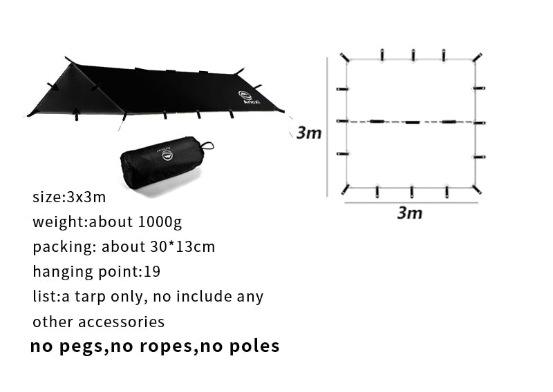 Tarp de Survie Noir 3x3m | France Survivalisme