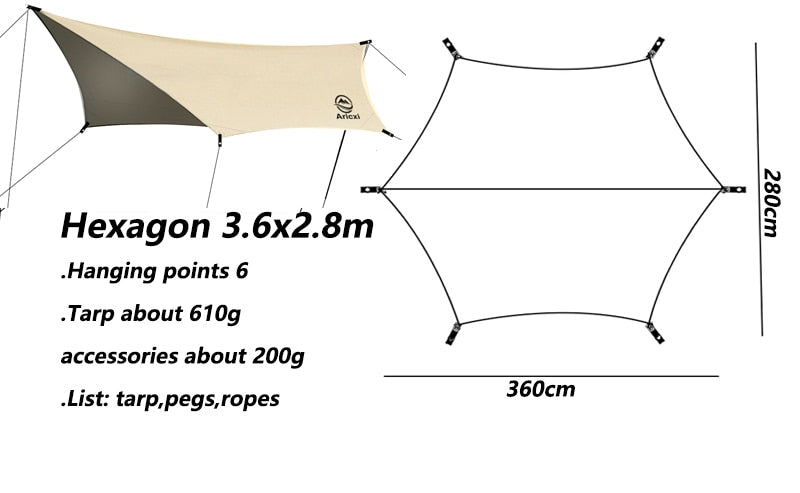 Grand Tarp de Survie Hexagone 3.6*2.8m Blanc | France Survivalisme