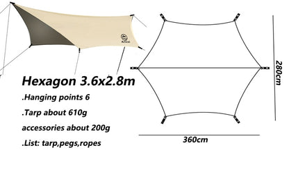 Grand Tarp de Survie Hexagone 3.6*2.8m Blanc | France Survivalisme