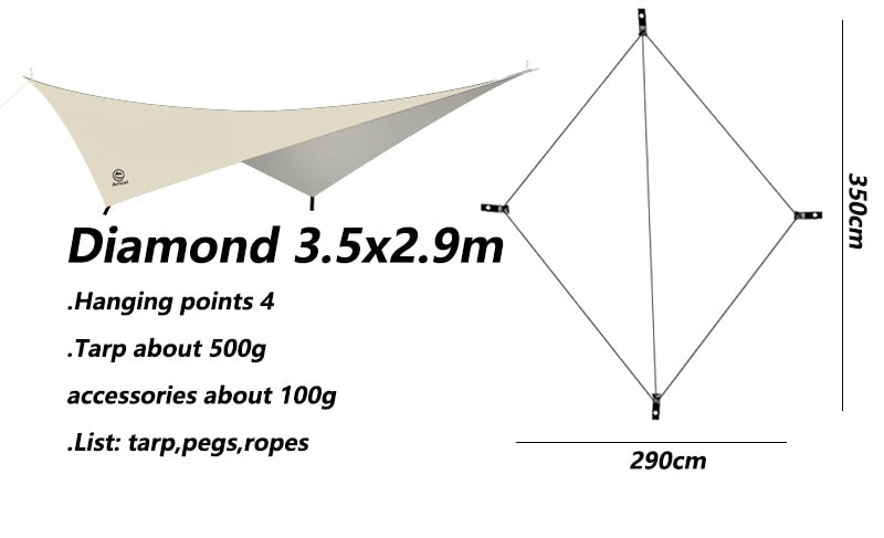 Grand Tarp de Survie Diamant 3.5*2.9m Blanc | France Survivalisme