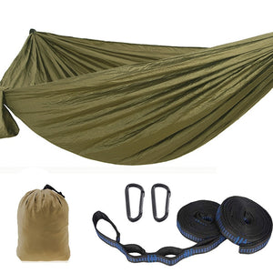 Hamac De Voyage En Nylon Parachute - Hamac Suspendu Double 275x140 Cm Pour Jardin, Camping | Capacité 200 Kg, Sac De Transport Inclus | Noir