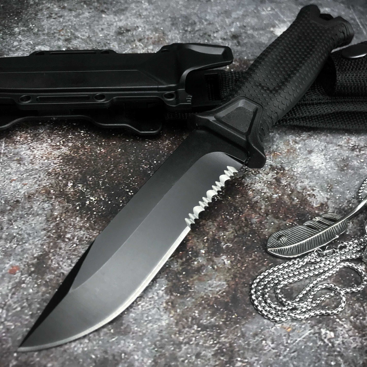 Couteau de Survie Militaire Noir 2 | Survie