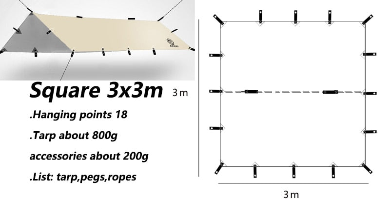 Grand Tarp de Survie Carré 3*3m | France Survivalisme