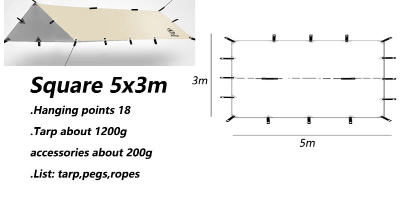 Grand Tarp de Survie Carré 5*3m | France Survivalisme