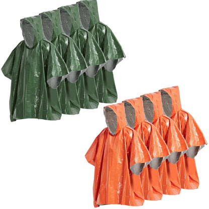 Pack Veste Couverture de Survie 4 Vert 4 Orange | France Survivalisme